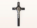 Crucifijo Negro con Medalla San Benito para Pared - Black Saint Benedict Wall Crucifix 